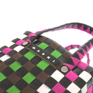 未使用 マルニ マーケット ウーブン マイクロ M00178 M00IW 0M340 ポリプロピレン ブラウン 　ハンドバッグ 茶 1698【中古】MARNI