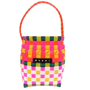 未使用 マルニ マーケット ウーブン マイクロ  ポリプロピレン イエロー ピンク ホワイト マルチカラー M00332 M00IW OM340 ハンドバッグ 1700【中古】MARNI