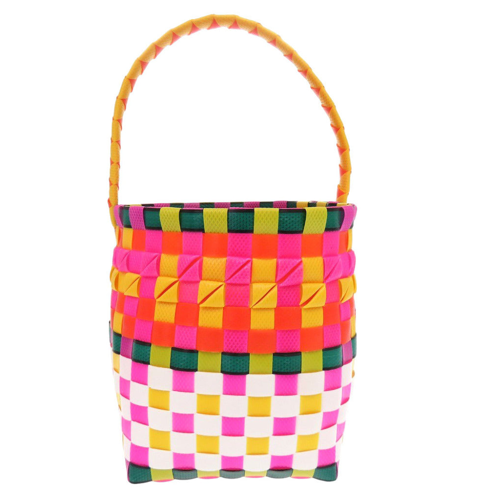 未使用 マルニ マーケット ウーブン マイクロ  ポリプロピレン イエロー ピンク ホワイト マルチカラー M00332 M00IW OM340 ハンドバッグ 1700【中古】MARNI