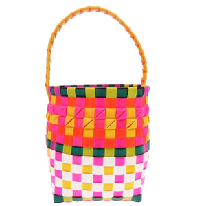 未使用 マルニ マーケット ウーブン マイクロ  ポリプロピレン イエロー ピンク ホワイト マルチカラー M00332 M00IW OM340 ハンドバッグ 1700【中古】MARNI