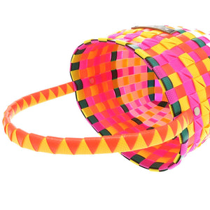 未使用 マルニ マーケット ウーブン マイクロ  ポリプロピレン イエロー ピンク ホワイト マルチカラー M00332 M00IW OM340 ハンドバッグ 1700【中古】MARNI