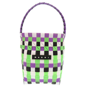 未使用 マルニ マーケット ウーブン マイクロ ポリプロピレン パープル ブラック グリーン マルチカラー M00332 M00IW OM536 ハンドバッグ 1701【中古】MARNI