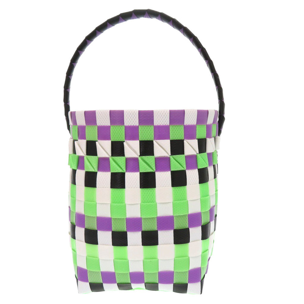 未使用 マルニ マーケット ウーブン マイクロ ポリプロピレン パープル ブラック グリーン マルチカラー M00332 M00IW OM536 ハンドバッグ 1701【中古】MARNI