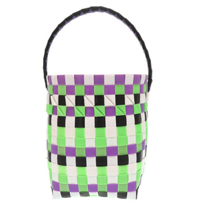 未使用 マルニ マーケット ウーブン マイクロ ポリプロピレン パープル ブラック グリーン マルチカラー M00332 M00IW OM536 ハンドバッグ 1701【中古】MARNI