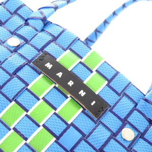未使用 マルニ マーケット ウーブン ポリプロピレン 青 M00638 0M848 ハンドバッグ 1706【中古】MARNI