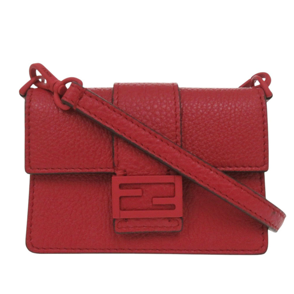 美品 フェンディ マイクロ フラット バケット 7M0311 カーフ レッド ショルダーバッグ カードケース 赤 1729【中古】FENDI