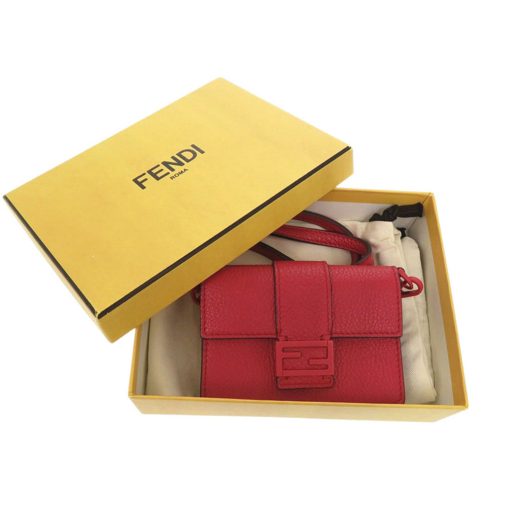 美品 フェンディ マイクロ フラット バケット 7M0311 カーフ レッド ショルダーバッグ カードケース 赤 1729【中古】FENDI