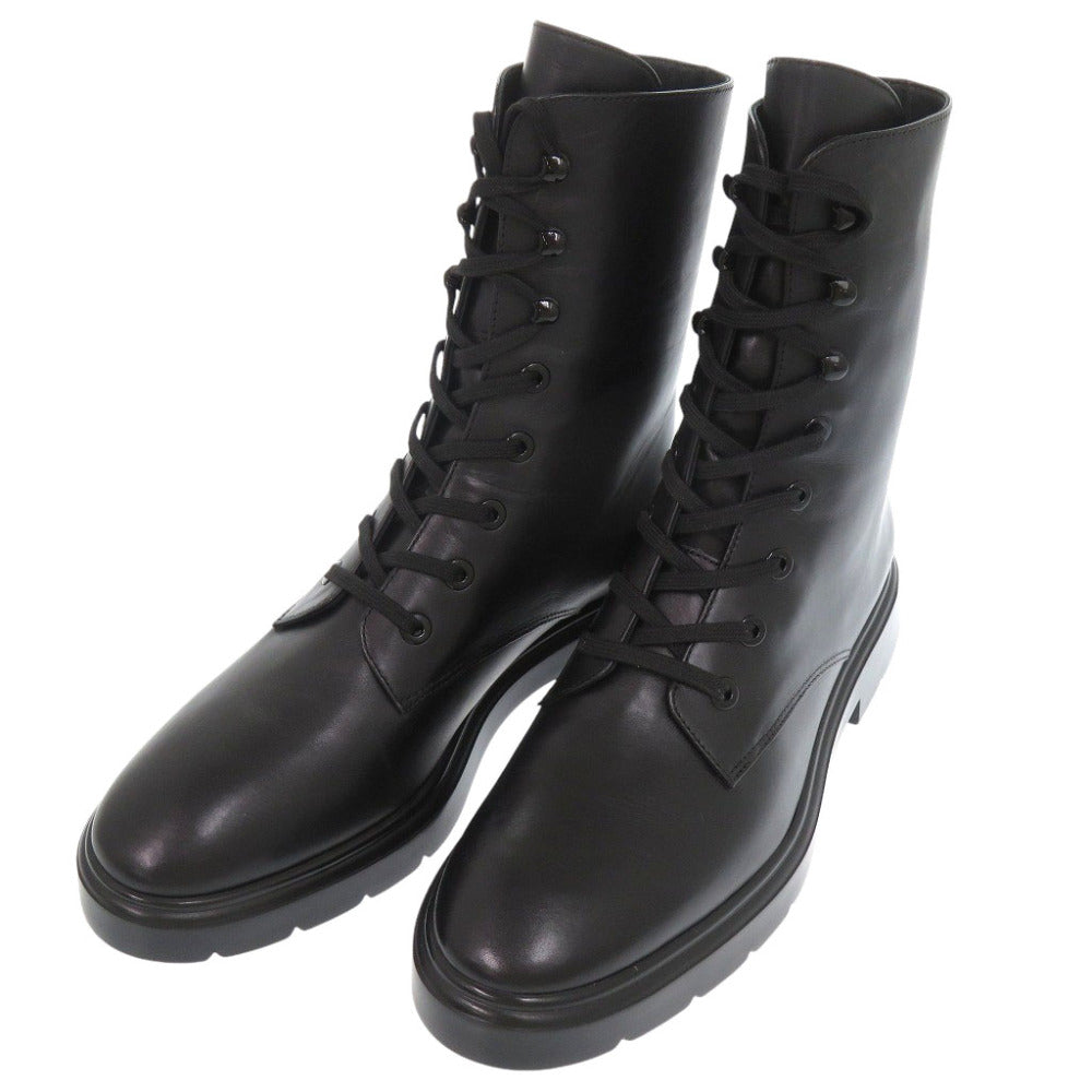 未使用品 スチュアートワイツマン コンバットブーツ レザー ブラック ブーツ 黒 1733【中古】no brand