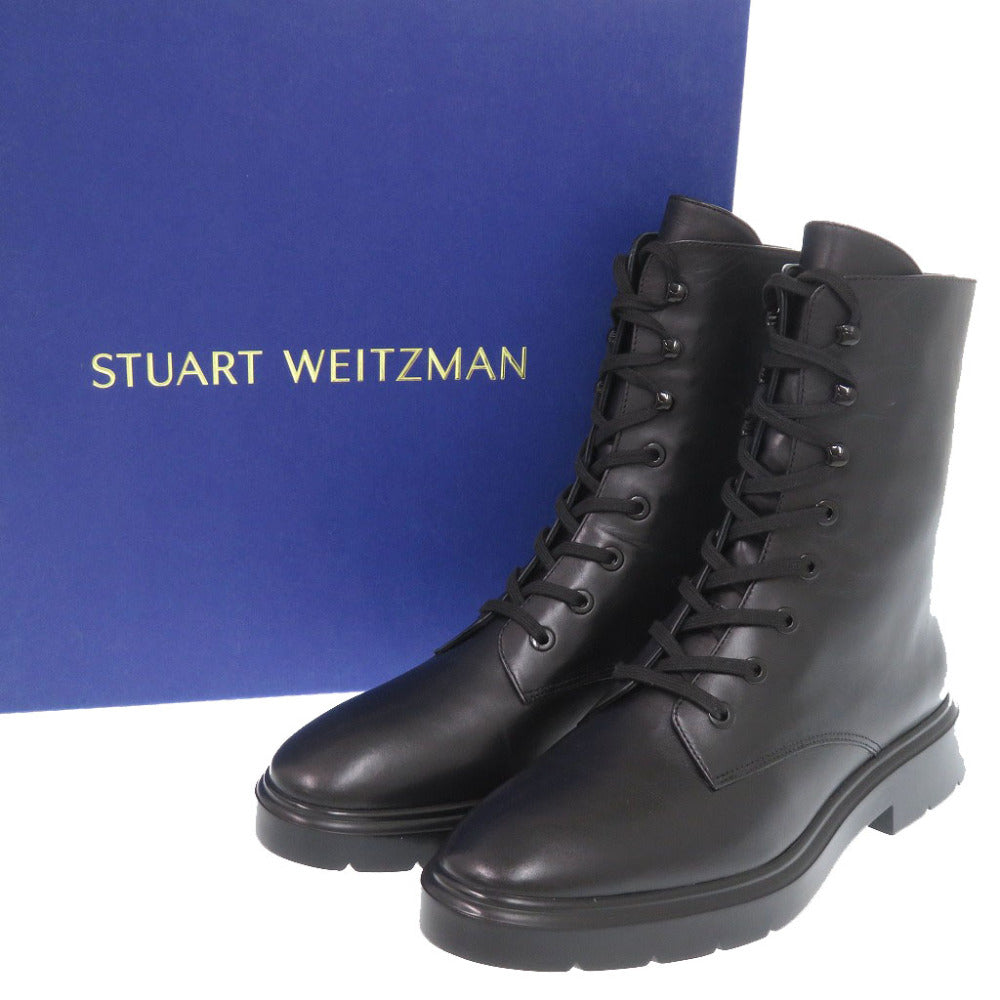 未使用品 スチュアートワイツマン コンバットブーツ レザー ブラック ブーツ 黒 1733【中古】no brand