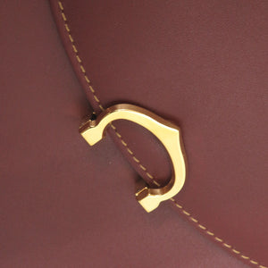 新品同様 カルティエ マストライン レザー ボルドー ハンドバッグ 赤 1795【中古】CARTIER