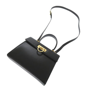 美品 サルヴァトーレ フェラガモ ガンチーニ レザー ブラック ゴールド金具 BA212181 2WAYハンドバッグ 黒 1796【中古】Salvatore Ferragamo レディース