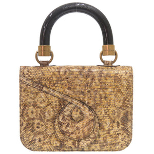 新品同様 エンポリオ・アルマーニ 型押しレザー ベージュ ハンドバッグ 0004【中古】Emporio Armani