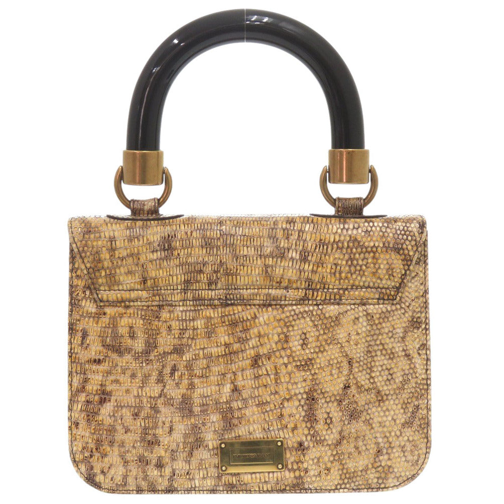 新品同様 エンポリオ・アルマーニ 型押しレザー ベージュ ハンドバッグ 0004【中古】Emporio Armani