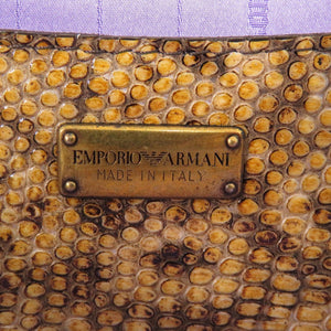 新品同様 エンポリオ・アルマーニ 型押しレザー ベージュ ハンドバッグ 0004【中古】Emporio Armani