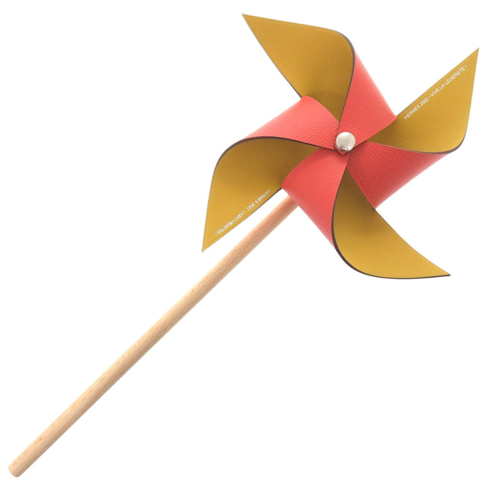 未使用 エルメス 風車 ヴォーエプソン/ウッド サーモンピンク/イエロー 0028【中古】HERMES