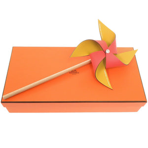 未使用 エルメス 風車 ヴォーエプソン/ウッド サーモンピンク/イエロー 0028【中古】HERMES