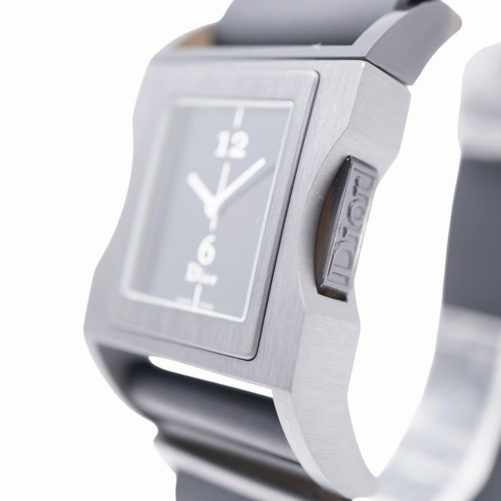 美品 ディオール クリス47 D100-324 クオーツ 腕時計 アルミ/ラバー ブラック 黒文字盤 0071【中古】Dior メンズ