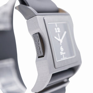 美品 ディオール クリス47 D100-324 クオーツ 腕時計 アルミ/ラバー ブラック 黒文字盤 0071【中古】Dior メンズ