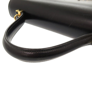 エルメス シェブルーズ ボックスカーフ ブラック ゴールド金具 〇U刻印 ハンドバッグ 黒 0086 【中古】 HERMES