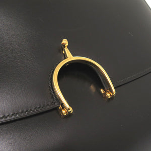 エルメス シェブルーズ ボックスカーフ ブラック ゴールド金具 〇U刻印 ハンドバッグ 黒 0086 【中古】 HERMES