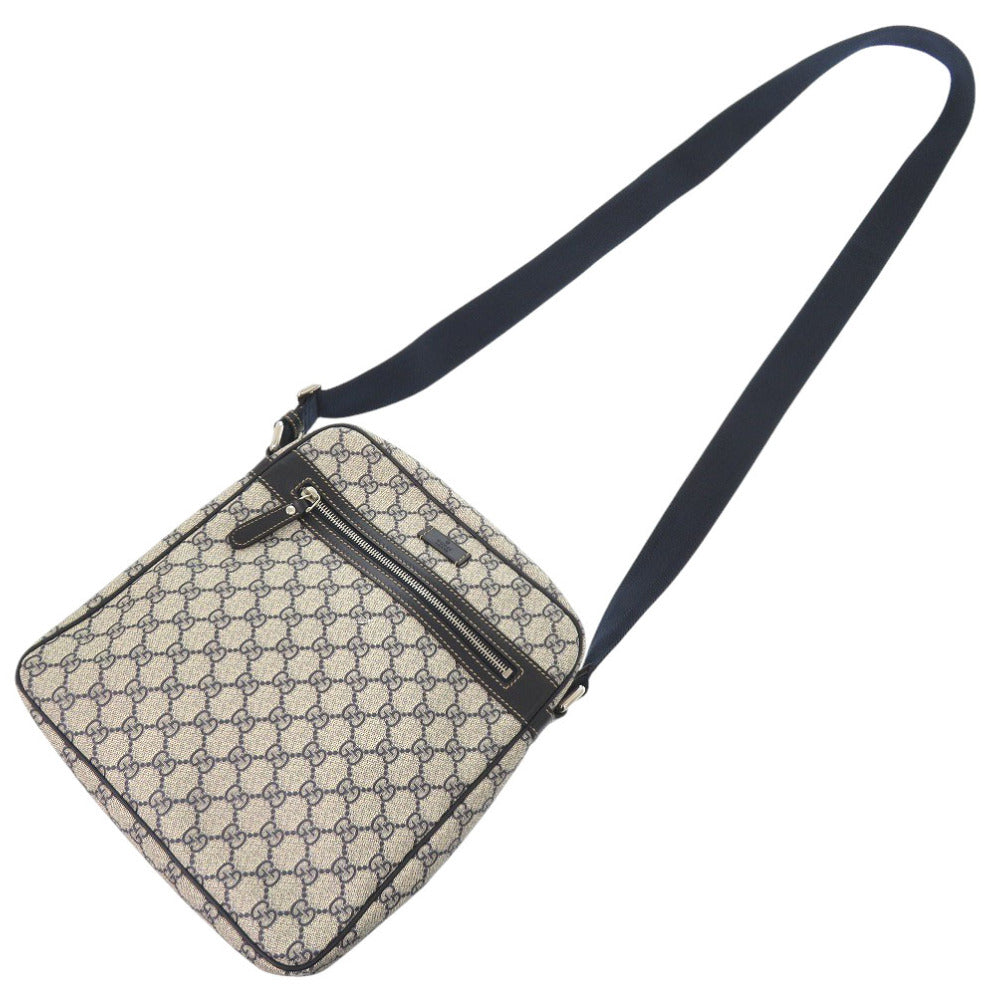 グッチ GGスプリームキャンバス ネイビー ベージュ 201448 ショルダーバッグ 紺 0088【中古】GUCCI