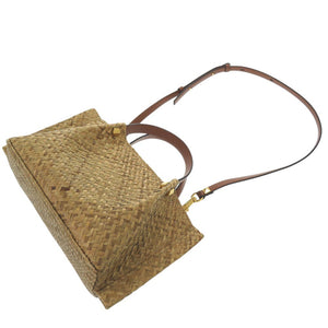 美品 ヴァレンティノ ガラヴァーニ Vロゴ ストロー 2way トートバッグ クロスボディ スタッズ ベージュ 0091【中古】Valentino Garavani
