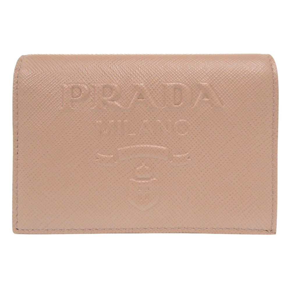 美品 プラダ サフィアーノレザー ピンク 1MV204 二つ折り財布 0104【中古】PRADA