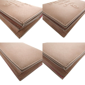 美品 プラダ サフィアーノレザー ピンク 1MV204 二つ折り財布 0104【中古】PRADA