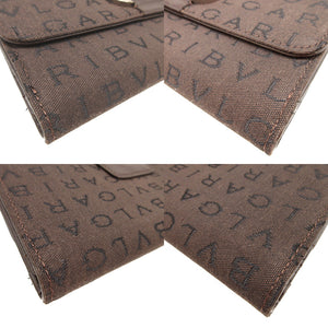 美品 ブルガリ ブルガリブルガリ キャンバス ブラウン 茶 Wホック長財布 財布 0111【中古】BVLGARI