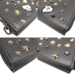 新品同様 クリスチャンルブタン パネトーネ スタッズ レザー ブラック 黒 ラウンドファスナー長財布 財布 0121【中古】Christian Louboutin