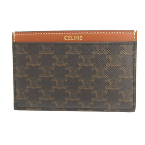 美品 セリーヌ トリオンフ F-SD-1223 レザー ブラウン 茶 カードケース 0122【中古】CELINE