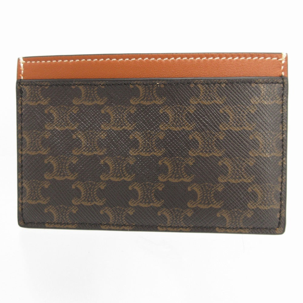 美品 セリーヌ トリオンフ F-SD-1223 レザー ブラウン 茶 カードケース 0122【中古】CELINE