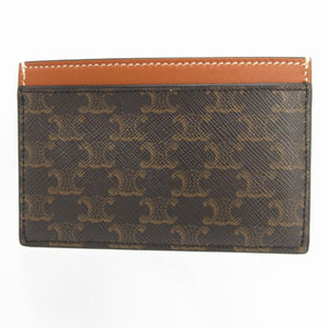 美品 セリーヌ トリオンフ F-SD-1223 レザー ブラウン 茶 カードケース 0122【中古】CELINE