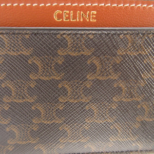 美品 セリーヌ トリオンフ F-SD-1223 レザー ブラウン 茶 カードケース 0122【中古】CELINE