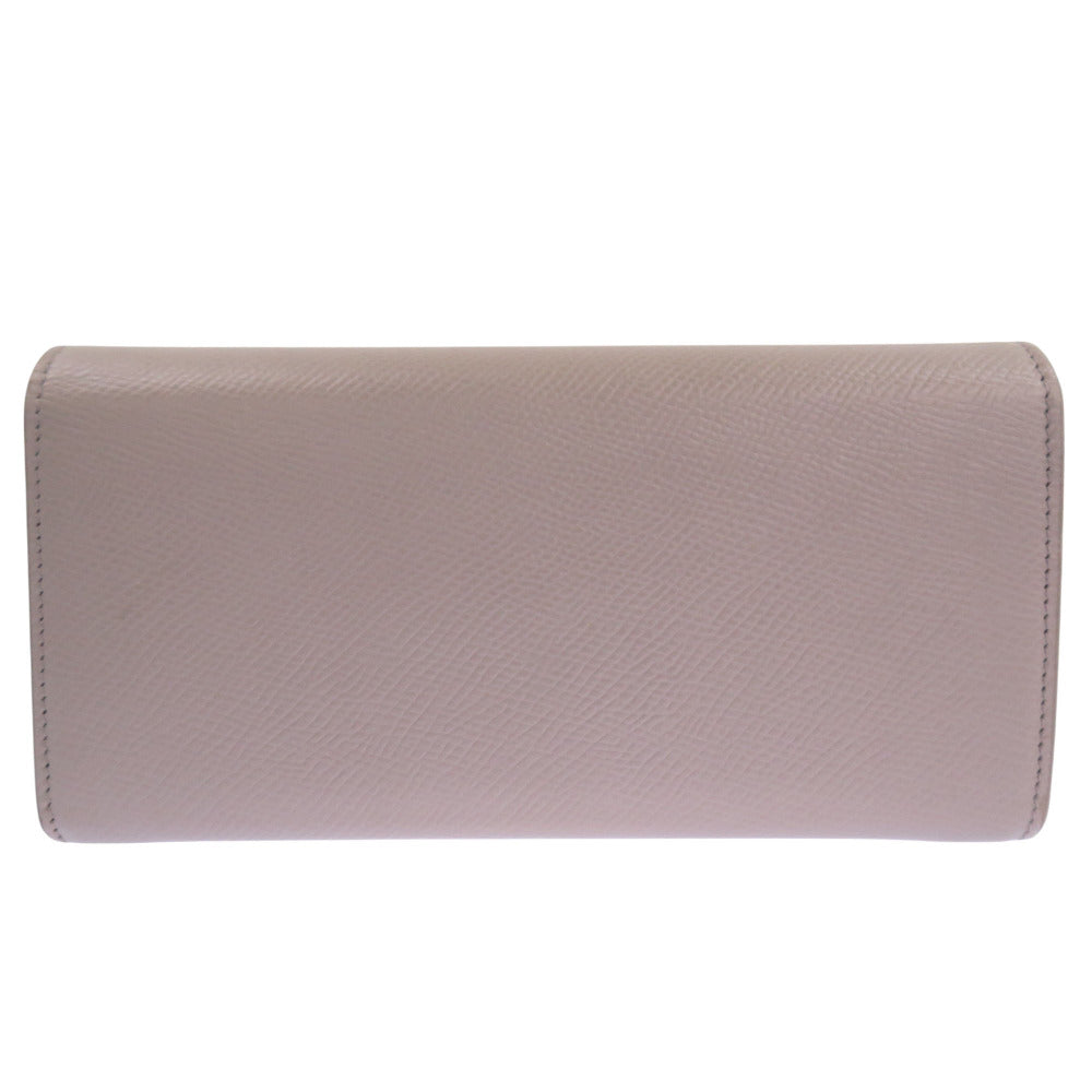 美品 セリーヌ ラージフラップウォレット レザー グレー 長財布 0123【中古】CELINE