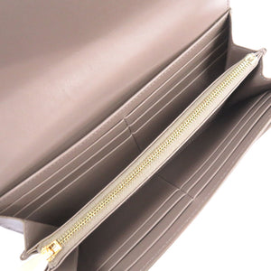 美品 セリーヌ ラージフラップウォレット レザー グレー 長財布 0123【中古】CELINE