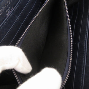 美品 ジミーチュウ スタースタッズ J000049385001 レザー ネイビー 長財布 0124【中古】JIMMY CHOO