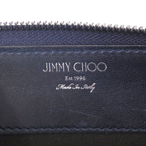 美品 ジミーチュウ スタースタッズ J000049385001 レザー ネイビー 長財布 0124【中古】JIMMY CHOO