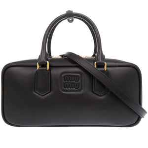 新品同様 ミュウミュウ アルカディ レザー 2Way ハンドバッグ SOFTY PADDED 5BB142 ブラック 0148【中古】MIUMIU