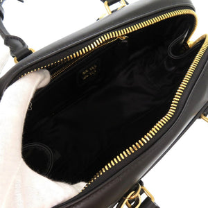 新品同様 ミュウミュウ アルカディ レザー 2Way ハンドバッグ SOFTY PADDED 5BB142 ブラック 0148【中古】MIUMIU