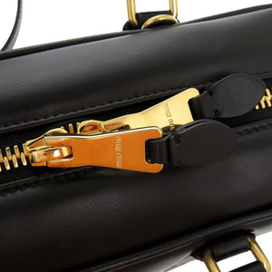 新品同様 ミュウミュウ アルカディ レザー 2Way ハンドバッグ SOFTY PADDED 5BB142 ブラック 0148【中古】MIUMIU