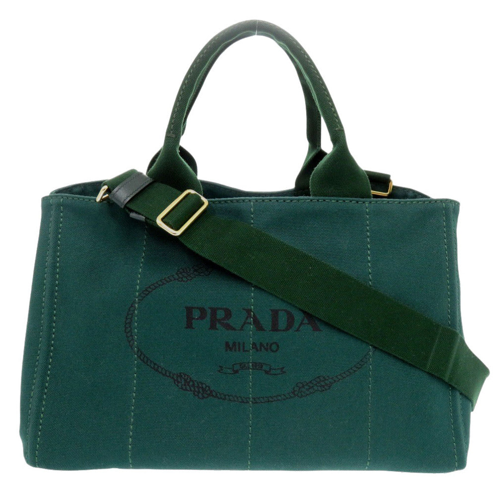 美品 プラダ CANAPA カナパ BN2642 キャンバス グリーン トートバッグ 緑 0171【中古】PRADA