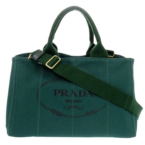 美品 プラダ CANAPA カナパ BN2642 キャンバス グリーン トートバッグ 緑 0171【中古】PRADA