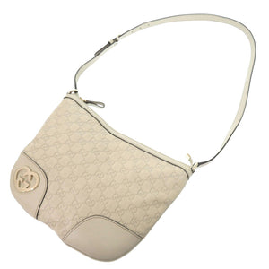 美品 グッチ ラブリー ハート 257072 グッチシマレザー アイボリー ショルダーバッグ 0195【中古】GUCCI