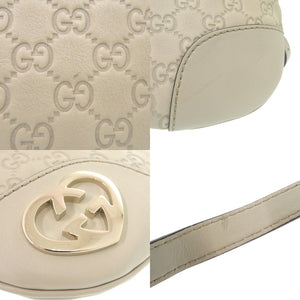 美品 グッチ ラブリー ハート 257072 グッチシマレザー アイボリー ショルダーバッグ 0195【中古】GUCCI