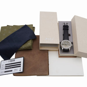 新品同様 クロノ ブンキョウ トウキョウ カランドリエ Type1 自動巻き 腕時計 SS/レザー カーキ文字盤 0218【中古】KURONO BUNKYO TOKYO メンズ