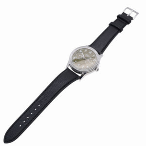 新品同様 クロノ ブンキョウ トウキョウ カランドリエ Type1 自動巻き 腕時計 SS/レザー カーキ文字盤 0218【中古】KURONO BUNKYO TOKYO メンズ