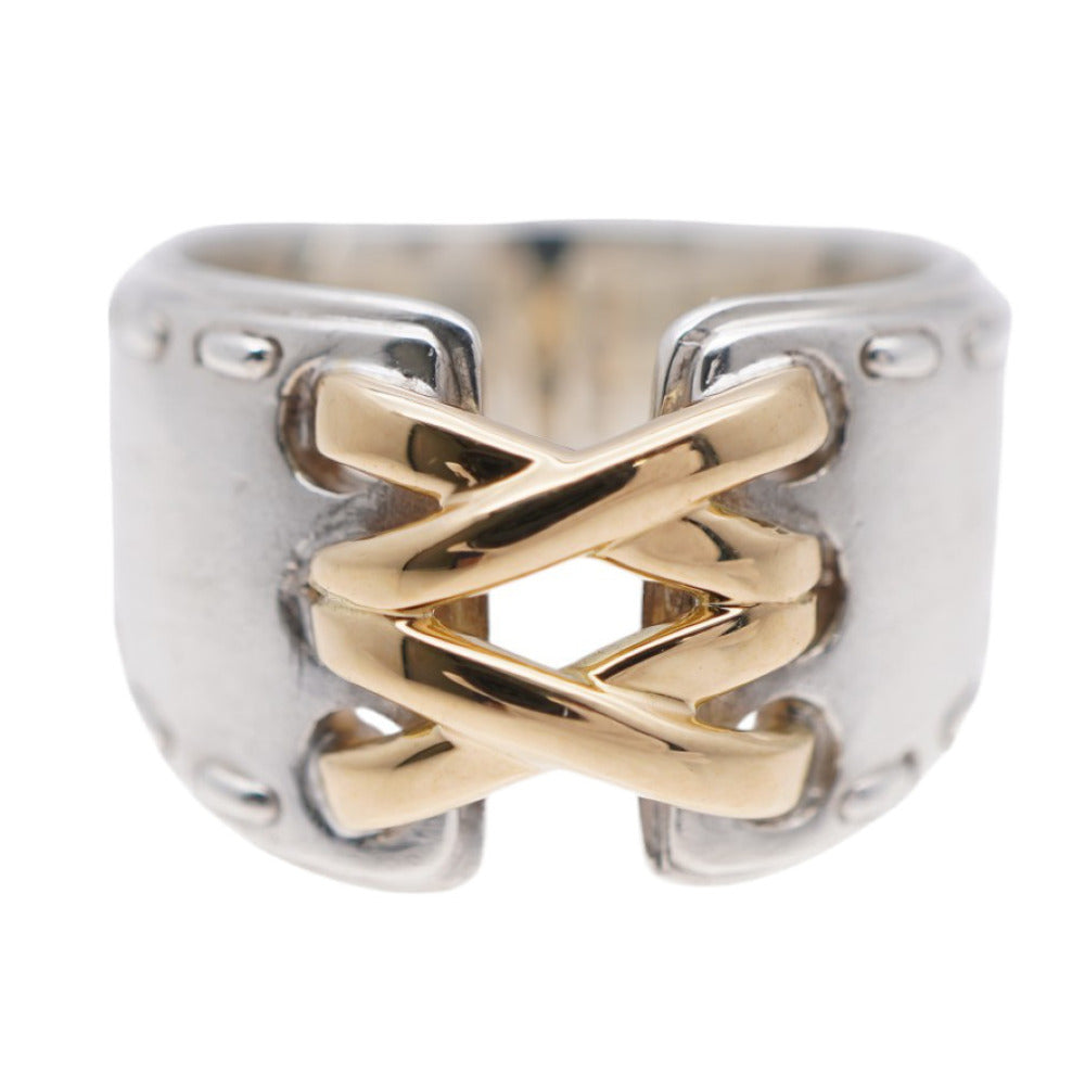 エルメス メキシコ ダブル シルバー925/K18YG リング #51 指輪 イエローゴールド アクセサリー 0230【中古】HERMES