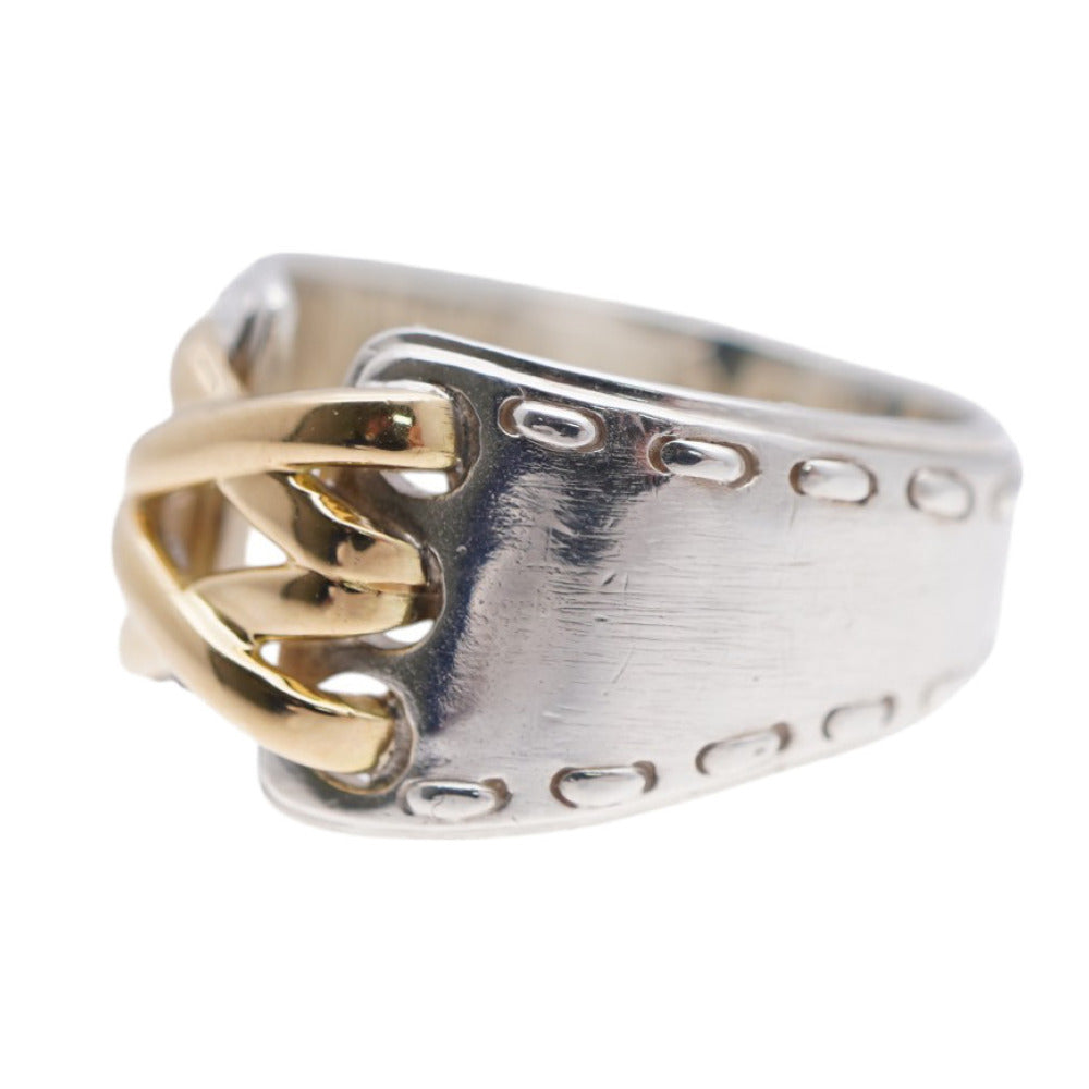 エルメス メキシコ ダブル シルバー925/K18YG リング #51 指輪 イエローゴールド アクセサリー 0230【中古】HERMES