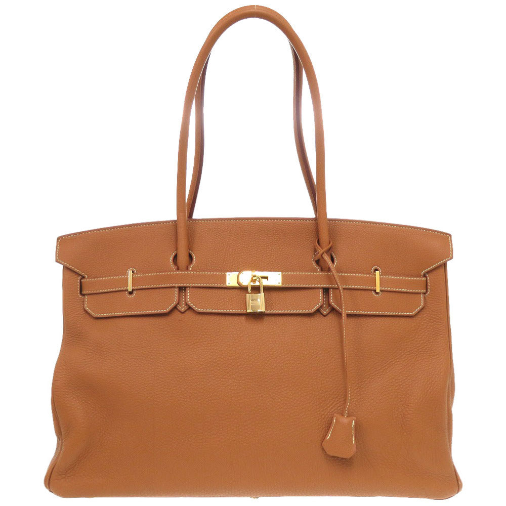 美品 エルメス ショルダーバーキン トゴ ゴールド ゴールド金具 □D刻印 ショルダーバッグ 茶 0244 【中古】 HERMES